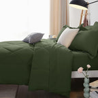 CozyLux Full Size Comforter Sets Olive Green - 7 Pieces Bed in a Bag Full, Luxury Soft Bed Set for All Seasons, Bedding Set with Down Alternative Comforter, Sheets, Pillowcases & Shams