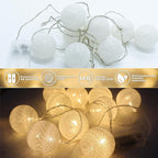 Anordsem Battery String Light Indoor: 6.88Ft/10 LED Cotton Ball Lanterns 2 Pack - Fairy Cozy Lighting Hanging Deco for Bedroom Party - Christmas Gifts for Babies Adults 25-50
