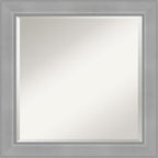Amanti Art Silver Bathroom Mirror for Over Sink, 24x24 Vista Brushed Nickel Square Vanity Mirror, Medium Casual Frame, Hangs Horizonally and Vertically, Bathroom Wall Decor, Beveled Edge