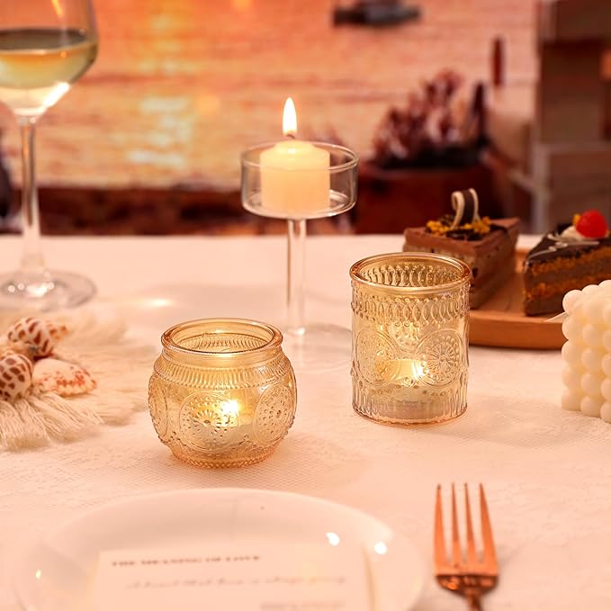DARJEN Gold Votive Candle Holders Set of 36 - Glass Candle Holder Bulk for Table Centerpiece, Tea Lights Candle Holders for Home, Party & Wedding Shower Decorations
