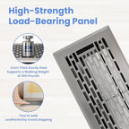 4x10 Inches Heavy Duty Walkable Floor Register - Easy Adjust Air Supply Lever Decorative Floor Vent Covers - Boston Design Vent Covers for Home - Satin Nickel