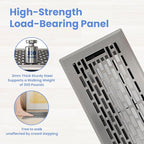 4x12 Inches Heavy Duty Walkable Floor Register - Easy Adjust Air Supply Lever Decorative Floor Vent Covers - Boston Design Vent Covers for Home - Satin Nickel
