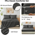 CozyLux Oversized Queen Comforter Set Dark Grey, 7 Pieces Bed in a Bag Comforter Set with Sheets Luxury Bed Set All Seasons, Bedding Set with Down Alternative Comforter, Sheets, Pillowcases & Shams
