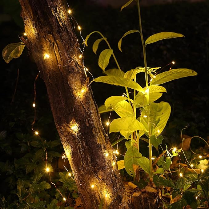 GDEALER 4 Pack 16.4 Feet 50 Led Fairy Lights Battery Operated with Remote Control Timer Waterproof Copper Wire Twinkle String Lights for Christmas Bedroom Indoor Outdoor Wedding Dorm Decor Warm White