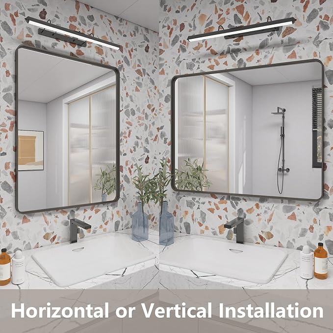 28x36 Bronze Framed Mirror, Brushed Bronze Metal Bathroom Vanity Mirror for Wall, Modern Rectangle Mirror, Rounded Corner, Anti-Rust, Tempered Shatterproof (Horizontal/Vertical)