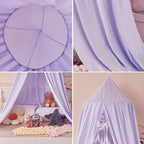 dix-rainbow Princess Decor Canopy for Kids Bed, Soft and Durable Bed Canopy for Girls Room Tent Canopy Dreamy Mosquito Net Bedding, Children Reading Nook Canopies Indoor(Purple)