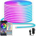 50ft RGB LED neon Rope Lights LED neon Strip Lights with Remote Control/APP Control IP65 24V Waterproof Flexible Neon LED Strip Lights,Led Lights for Bedroom Room Outdoors Décor