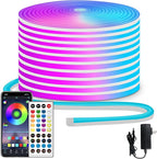 50ft RGB LED neon Rope Lights LED neon Strip Lights with Remote Control/APP Control IP65 24V Waterproof Flexible Neon LED Strip Lights,Led Lights for Bedroom Room Outdoors Décor