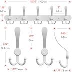 Coat Rack Wall Mount with 5 Tri Hooks, Stainless Steel 16 Inch – White Matte Finish, Heavy Duty Wall Mounted Hook Rack for Coats, Hats, Towels, Scarfs, Robes, Bags, Entryway & Bathroom