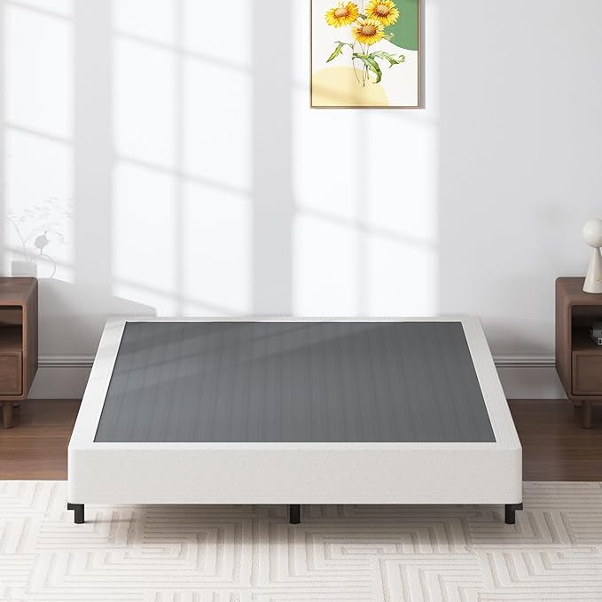 7 Inch Box Spring Full Size Bed Base, 3000 lbs Black Heavy Duty Metal Mattress Foundation with Easy Clean Fabric Cover, No Noise,Easy Assembly