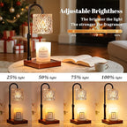 Hong-in Candle Warmer Lamp with Timer -Dimmable Adjustable Height Wax Melt Warmer for Jar Candles,Vintage Home Decor with Elegant Amber Glass,Birthday Gifts for Women, Mom, Friend