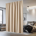 NICETOWN Sliding Door Curtain & Adjustable Ceiling Track Set, W100 xL96 Room Divider Curtain for Office/Hospital Privacy Protection, Thermal Insulated Room Darkning Drape, 1 Panel, Biscotti Beige