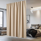 NICETOWN Sliding Door Curtain & Adjustable Ceiling Track Set, W100 xL96 Room Divider Curtain for Office/Hospital Privacy Protection, Thermal Insulated Room Darkning Drape, 1 Panel, Biscotti Beige