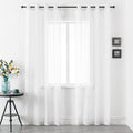 DUALIFE White Voile Sheer Curtains Grommet,Look Semi Sheer Windows Panels,Elegant Solid Color Touch Soft Drapes, 52X120 Inch for Living Room Bedroom,Set of 2 Panels