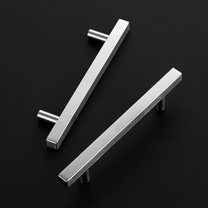 Ravinte Brushed Nickel Cabinet Handles 10 Pack 4-1/2 inch Satin Nickel Square Cabinet Pulls Silver Hardware for Kitchen Cabinets 7 inch Overall Length Stainless Steel Drawer Pulls