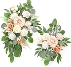 Artificial Flowers Decorations Pack of 2,Centerpieces for Wedding Reception Backdrop Decoration, Floral Decor Wall Home Entryway OutdoorDecorations (Champagne)