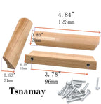 6Pcs 4.84" Wood Solid Furniture Pulls Handles, Painted Smoothly Wooden Handles Cupboard Closet Drawer Handle Pull,Hole Dis.3.78"