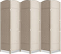 6 Panel Room Divider,6Ft Folding Privacy Screen,Tall - Extra Wide Foldable Panel Partition Wall Divider with Diamond Double-Weaved Hand-Woven Design Room Screen Divider