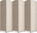 6 Panel Room Divider,6Ft Folding Privacy Screen,Tall - Extra Wide Foldable Panel Partition Wall Divider with Diamond Double-Weaved Hand-Woven Design Room Screen Divider
