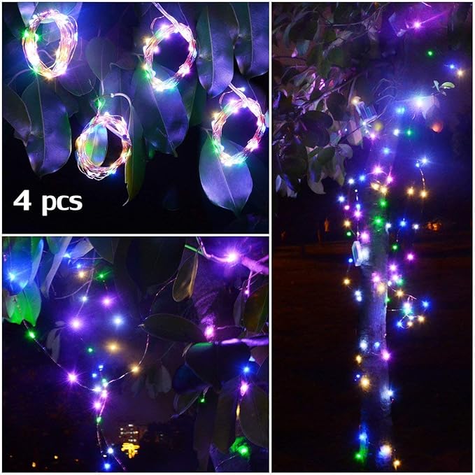 4-Pack 50 LEDs Multicolored Christmas Fairy Lights, Battery Operated Mini LED String Lights for Bedroom/Christmas/Parties/Wedding(Set of 4, Multi-Color)
