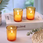 LETINE 36pcs Amber Votive Candle Holders - Glass Tea Light Candle Holders for Fall Table Decor,Boho Wedding Centerpieces, Boho Decor, Ideal for Halloween & Thanksgiving Decorations Indoor