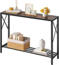 Tajsoon Console Table 41.8”, 2-Tier Industrial entryway Table, Narrow Sofa Table with Shelves, Entrance Table for Entryway, Hallway, Living Room, Foyer, Corridor, Office, Rustic Brown