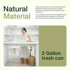 2 Gallons Wicker Waste Basket - Water Hyacinth Bathroom Garbage Can with a Lid - Bathroom Trash Can Boho Style - Wicker Trash Can with Lid for Household, Kitchen - Removable Liner, Iron Frame
