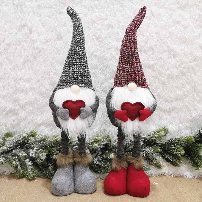 Valentine's Day Wedding Day Gnome Plush Decoration - Retractable Leg Table Ornament for Festive Home Party Decor Gift