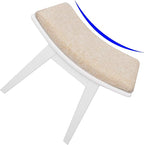 URFORESTIC Oak Wood Vanity Stool, Modern Makeup Dressing Stool with Concave Seat Surface,Capacity 300lb, Easy Assembly (White)