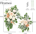 Artificial Flowers Decorations Pack of 2,Centerpieces for Wedding Reception Backdrop Decoration, Floral Decor Wall Home Entryway OutdoorDecorations (Champagne)