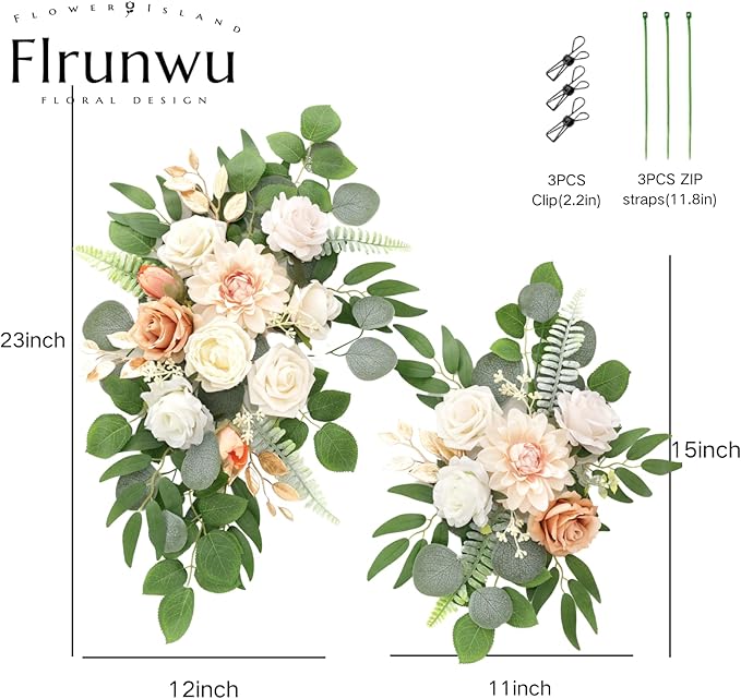 Artificial Flowers Decorations Pack of 2,Centerpieces for Wedding Reception Backdrop Decoration, Floral Decor Wall Home Entryway OutdoorDecorations (Champagne)