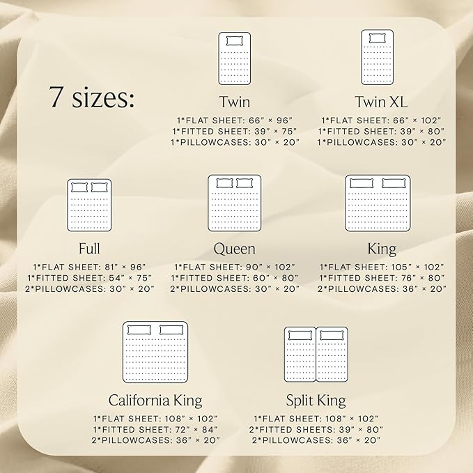 LuxClub Twin XL Sheets - Soft Kids Twin Bed Sheets for Boys and Girls, 3 PC Deep Pockets Wrinkle Free Kids Fitted Sheets Machine Washable Hotel Bedding Silky Soft- Cream Twin XL
