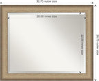 Amanti Art Bronze Bathroom Mirror for Over Sink, 27x33 Elegant Brushed Bronze Rectangle Vanity Mirror, Large Casual Frame, Hangs Horizonally and Vertically, Bathroom Wall Decor, Beveled Edge