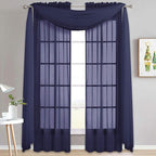 NICETOWN Dark Blue Sheer Window Scarves, Elegant Voile Sheer Window Dressings Sheer Curtains Multifunction for Kids Room/Party, 2 Panels, W60 x L216