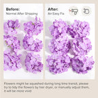Auihiay 64pcs Hydrangea Artificial Flowers, Purple Artificial Hydrangea Flowers, Silk Hydrangea Heads with Stems for Garden, Home Party Baby Shower DIY Wedding Centerpiece (Purple)