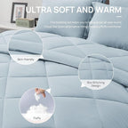 Love's cabin Full Comforter Set Light Blue, 7 Pieces Full Bed in a Bag, All Season Bedding Sets with 1 Comforter, 1 Flat Sheet, 1 Fitted Sheet, 2 Pillowcase and 2 Pillow Sham
