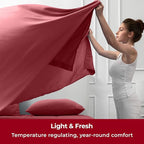 Mellanni Twin Sheets Set - 3 PC Iconic Collection Bedding - Hotel Luxury, Extra Soft, Cooling Bed Sheets - Wrinkle, Fade, Stain Resistant (Twin, Brick Red)
