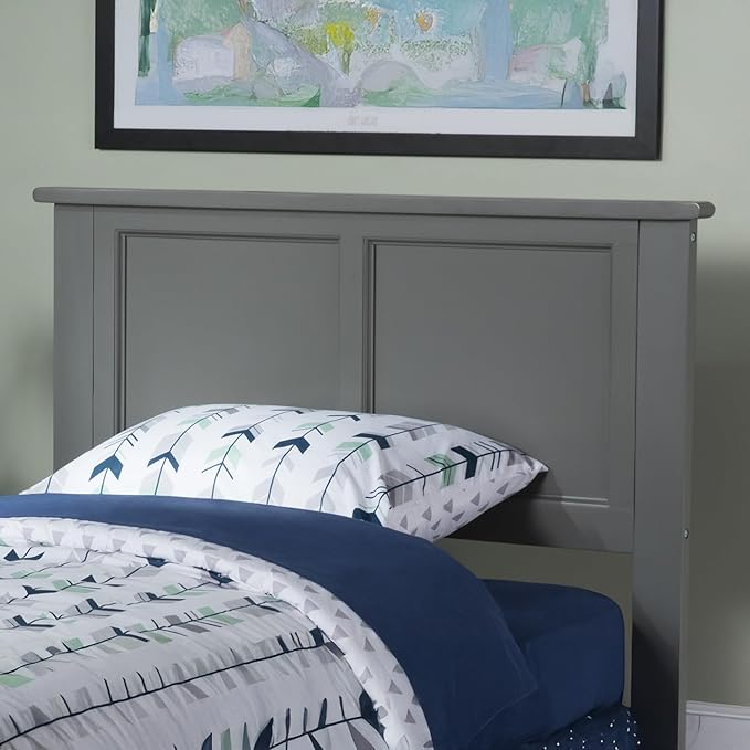 AFI, Madison Twin Solid Wood Panel Headboard with Attachable Charger, Grey