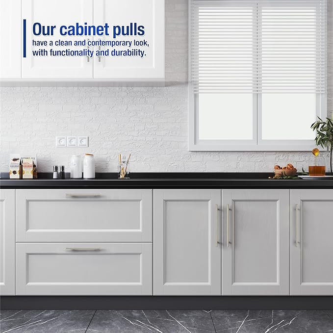 JOY DECOR 60 Pack Cabinet Handles, Brushed Nickel Cabinet Pulls, 2-1/2 in Hole Center Kitchen Cabinet Handles, Stainless Steel T Bar Handles for Dresser Drawers