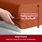 Mellanni Twin Sheets Set - 3 PC Iconic Collection Bedding - Hotel Luxury, Extra Soft, Cooling Bed Sheets - Wrinkle, Fade, Stain Resistant (Twin, Terracotta)