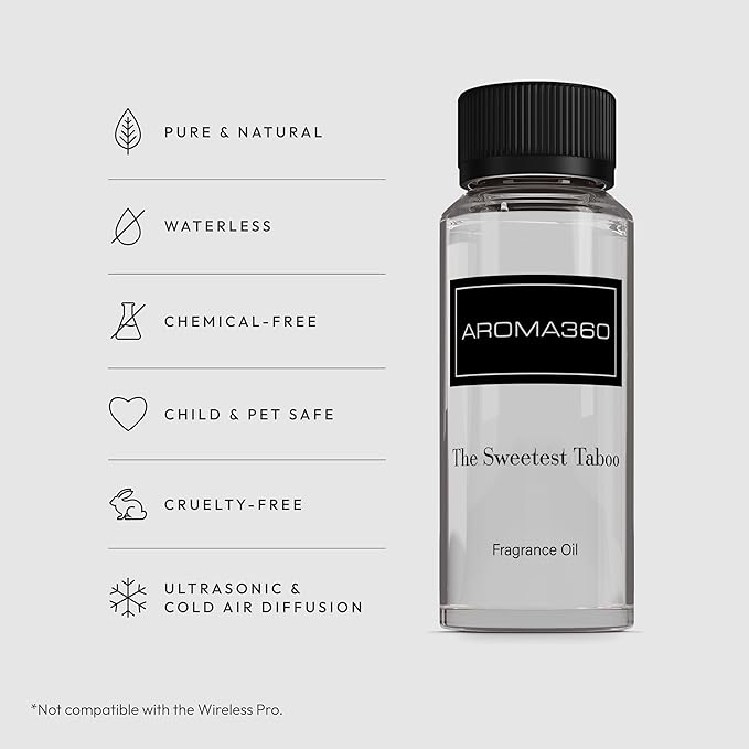 Aroma360 - The Sweetest Taboo Fragrance Oil Scent - Luxury Aromatherapy Scent Diffuser Oil - Hints of Lemon Crème, Pomegranates, & Raspberries - For Essential Oil Diffusers - For Home & Office - 120mL