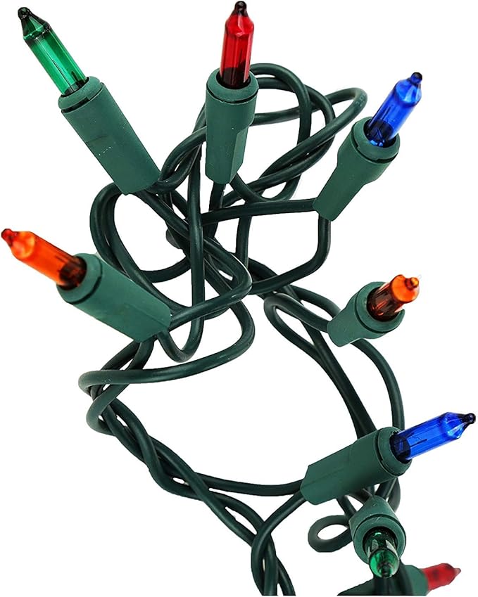 Holiday Essence Chasing Christmas Lights, 8 Function Controller 140 Multi Colored Mini Bulbs Green Wire Indoor String Lights, 31.2 Feet Long Holiday Decor