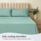 LuxClub 5 PC Split King Sheet Set Bed Sheets Deep Pockets Wrinkle Free Cooling Sheets Machine Washable Hotel Bedding Silky Soft - Light Teal Split King
