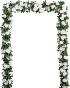5Pcs(41FT) Flower Garland Artificial Rose Vine Garland Artificial Flowers for Wedding Party Arch Garden Floral Garlands Decor (White)