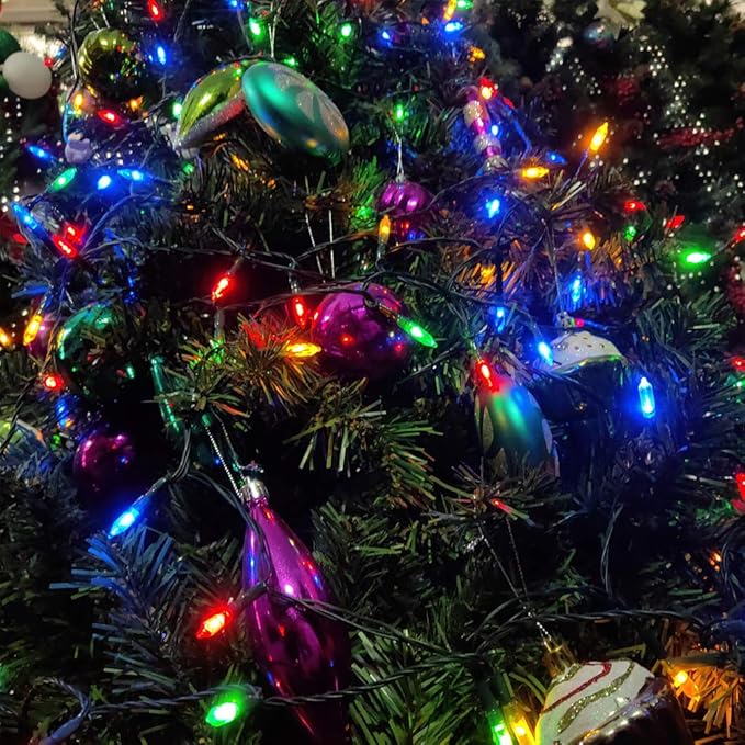 50-Count 8 Modes Christmas Lights with Timer, 18ft Battery Operated String Light Mini Lights Set for Indoor Outdoor Wreath Decor Christmas Tree Thanksgiving Day, Multicolor
