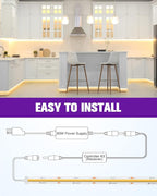 HitLights COB LED Strip Lights Kit Warm White with Remote & 24V Power Supply,16.4ft Dimmable Tape Light 3000K, 2560LEDs, 350+LM/FT, UL Listed, Flexible Rope Lights for Bedroom Kitchen Cabinet Lighting