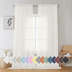 Aiyufeng Sheer Ivory Curtains 120 inches 2 Panels Set Extra Long Sheers, Classic Privacy Sheer Vertical Drapes for Farmhouse/French Door/Living Room, Rod Pocket, W40 x L120