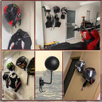 SANGMO 6 Pack 180° Motorcycle Helmet Holder Wall Mount, Rotation Metal Helmet Rack, Helmet Holder Bike with 2 Hooks Helmet Hanger for Motorcycle Bike Coats, Caps, Baseballs, Rugby Helmet (Black)