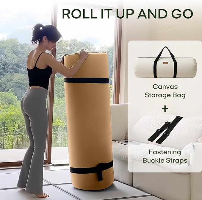 ZonLi Japanese Floor Futon Mattress Full Size 75"x 54", 100% Cotton Cover 4'' Thicken Tatami Mattress, Foldable Sleeping Pad, Portable Dormitory Tatami Mat, Roll Up Floor Lounger Bed for Adult