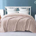 Exclusivo Mezcla Fleece Twin Size Blanket for Bed, 90x66 Inches Soft Cozy Jacquard Flannel Blankets, Lightweight Fuzzy Plush Warm for Winter, Camel